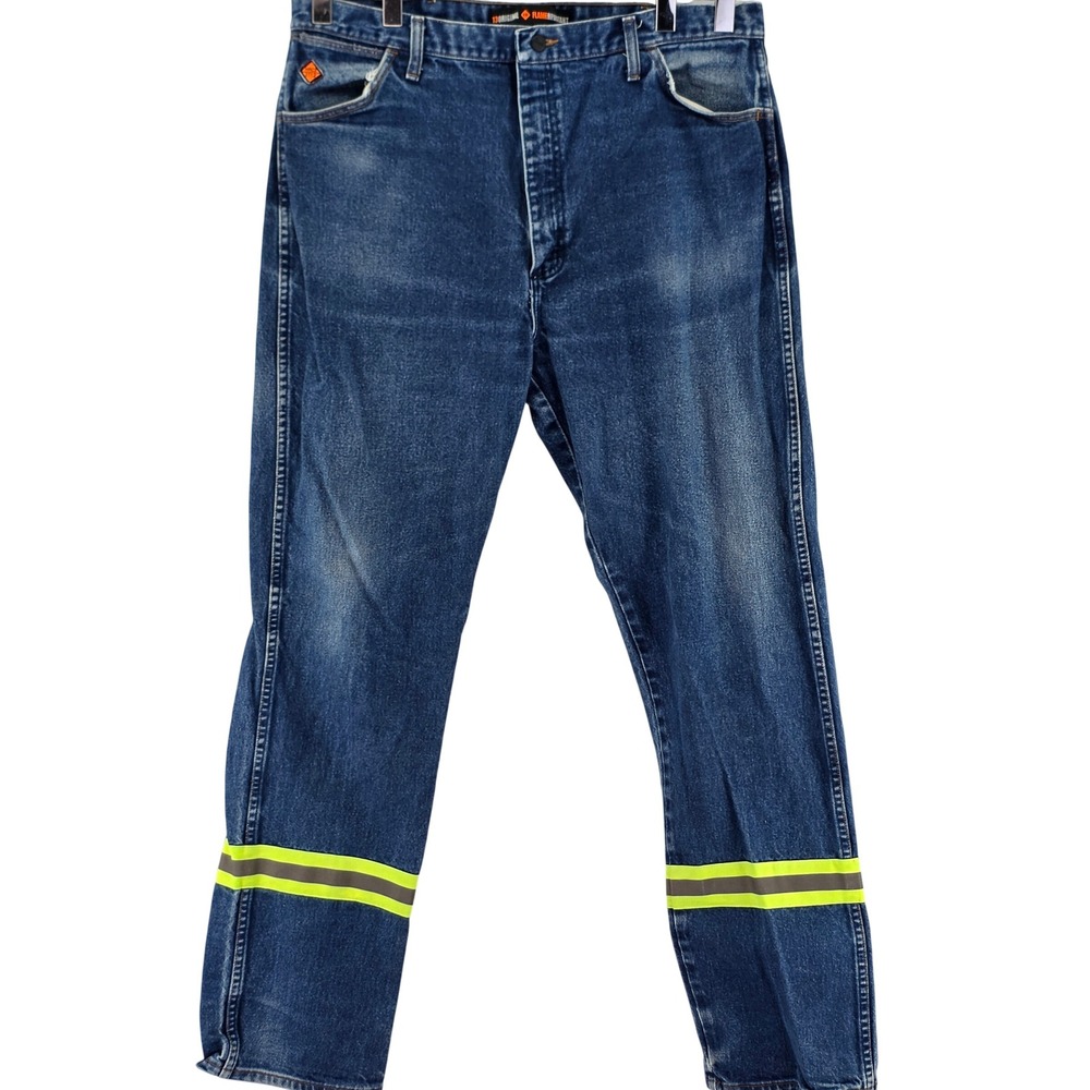 Wrangler FR 13MWZ Jeans Mens 40x36 Blue Flame Resistant Reflective Safety Work